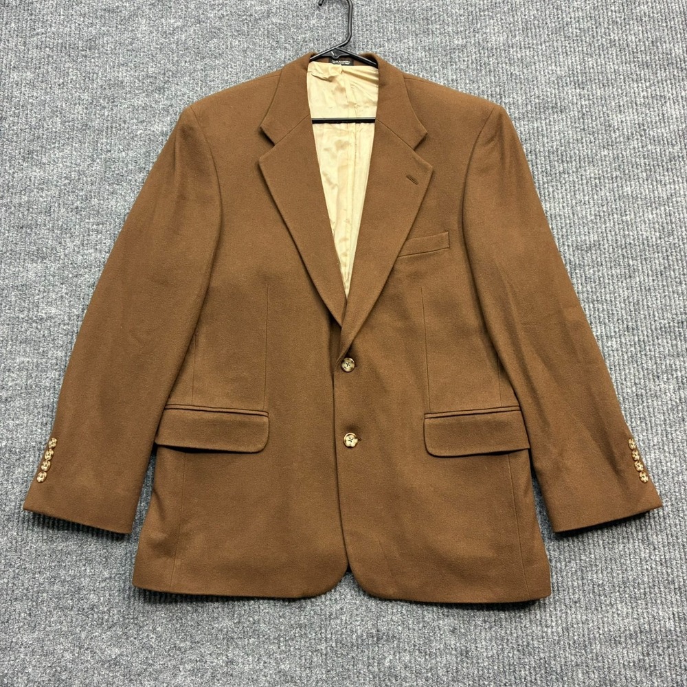 Oscar de la Renta Blazer Mens 41R Brown Wool Cashmere Sport Coat Made Romania